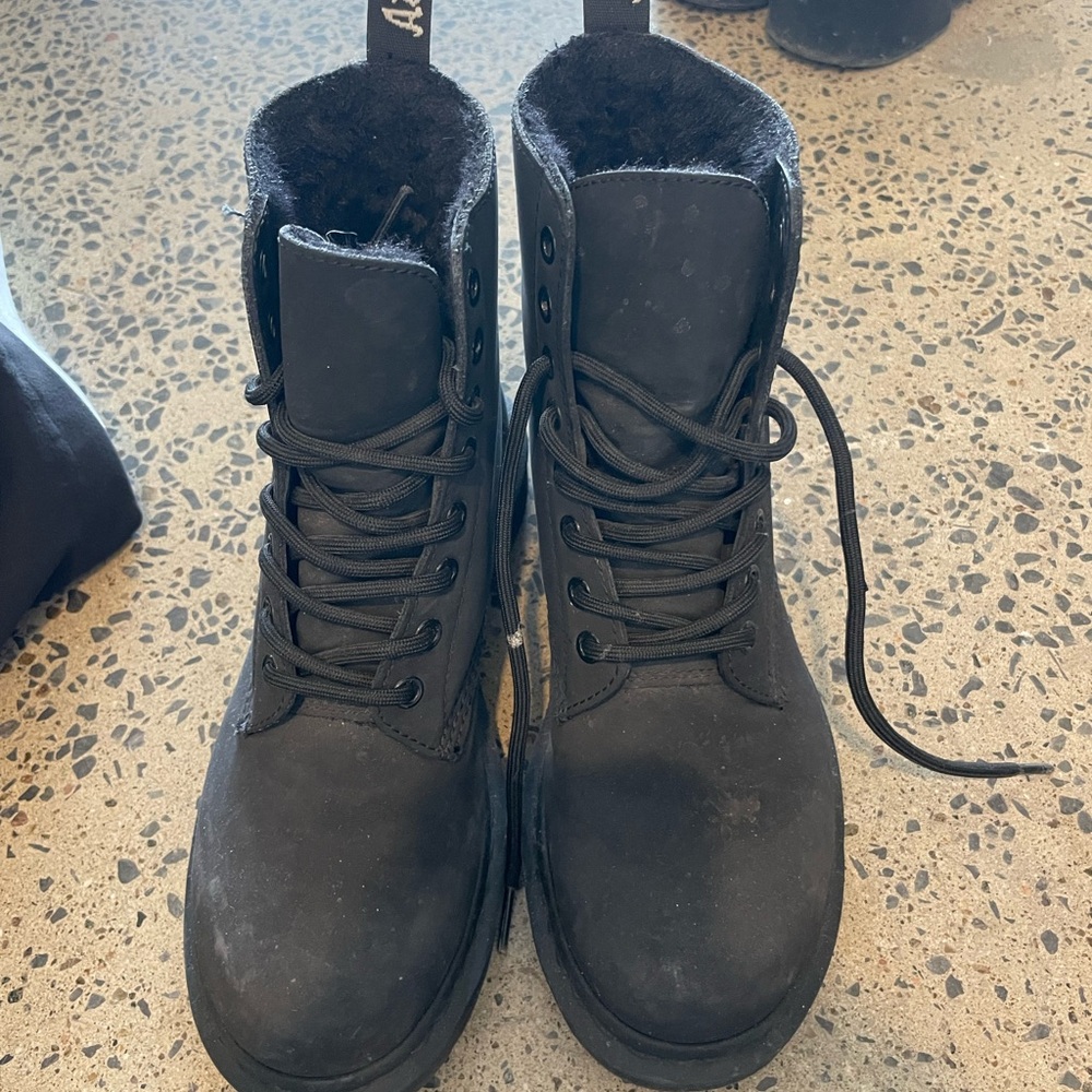Dr. Martens Black Fur-Lined Lace-Up Boots